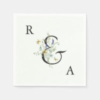 Pale Green Elegant Wildflower Wedding Monogram
