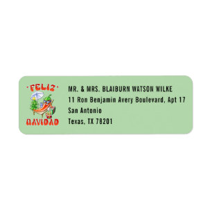 Pale Green Feliz Navidad Chili Editable Address