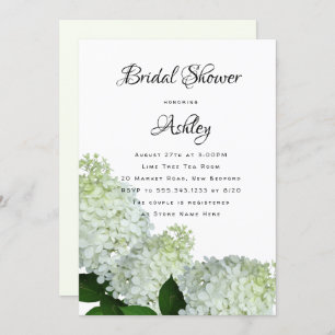 Pale Green Floral Bridal Shower Hydrangea Invites