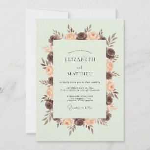 Pale Green Floral Wedding Invitation