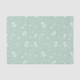 Pale Green Flowers Leaf Pattern Nature Decoupage Tissue Paper