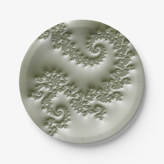 Pale green fractal paper plate
