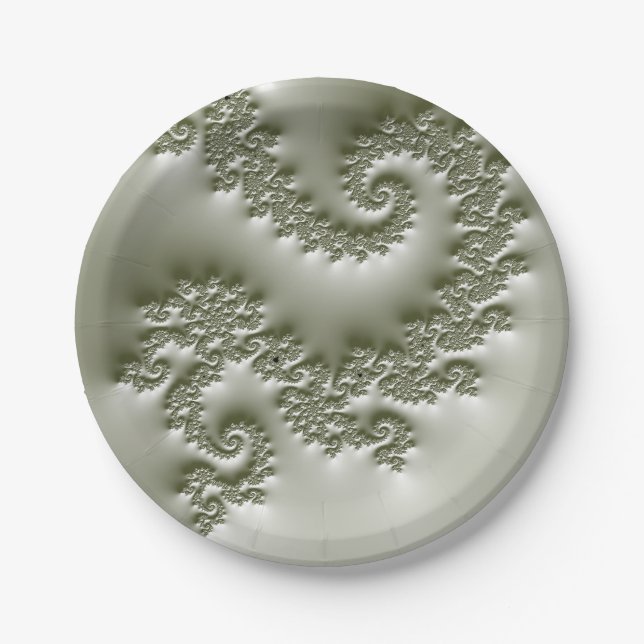 Pale green fractal paper plate (Front)