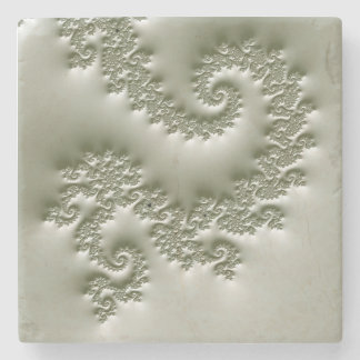 Pale green fractal stone coaster