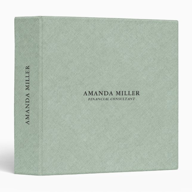 Pale Green Linen Texture With Grey Typography Binder (Front/Spine)
