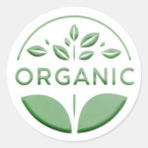 Pale Green Organic Product Label with Leaf 