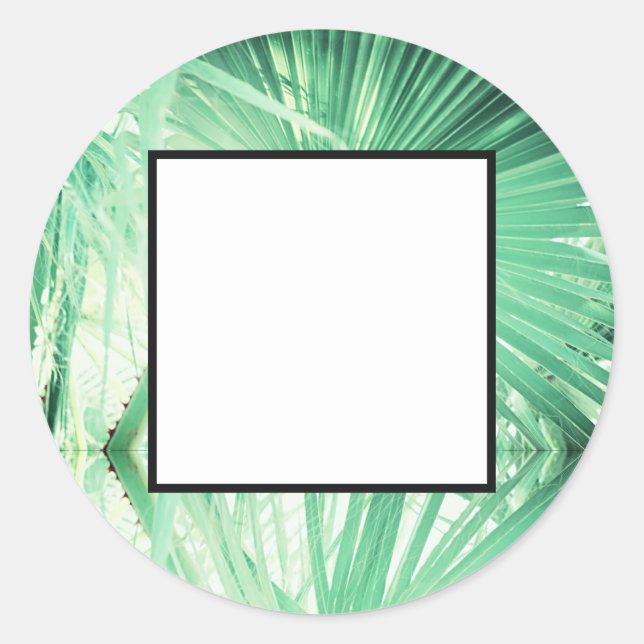 Pale Green Palm Blank Wedding Gift Sticker (Front)