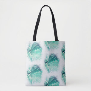 Pale Green Palm Tree Leaf Pattern Tote Bag