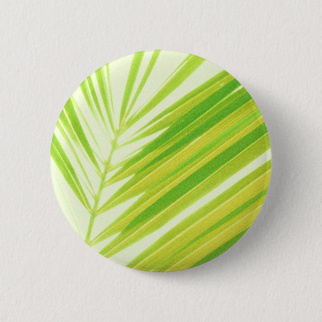 Pale Green Pastel Palm Leaves 2 Inch Round Button (Front)