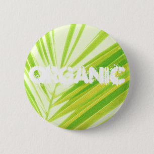 Pale Green Pastel Palm Leaves 2 Inch Round Button
