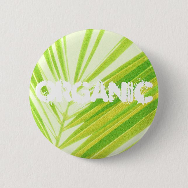 Pale Green Pastel Palm Leaves 2 Inch Round Button (Front)