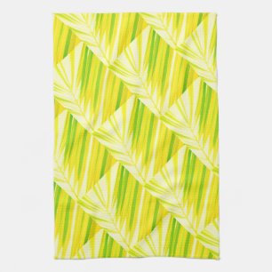 Pale Green Pastel Palm Leaves Kitchen Towel