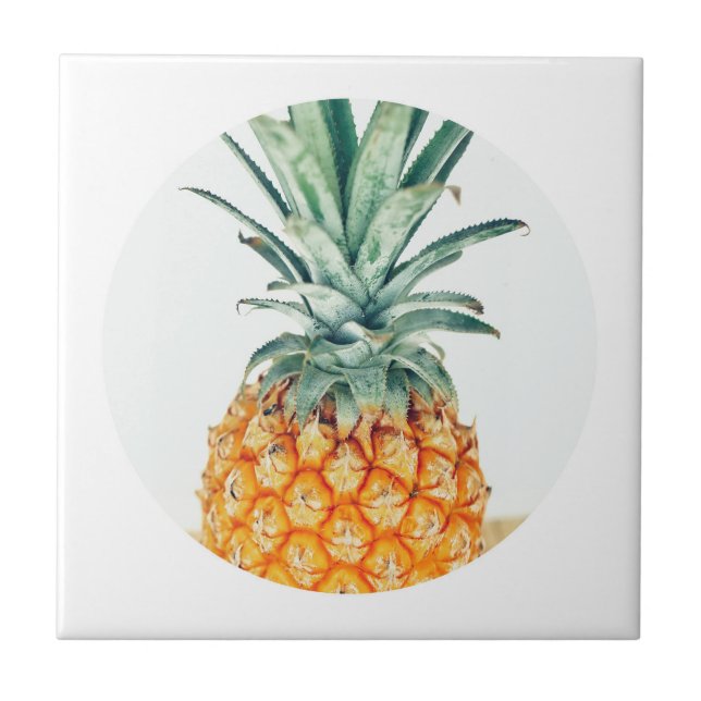 Pale Green Pastel Pineapple Organic Feel Tile (Front)