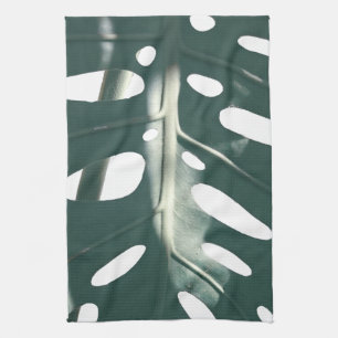 Pale Green Pastel Swiss Cheese Plant Kitchen Towel