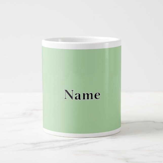 Pale Green Personalize With Name  Large Coffee Mug (Front)