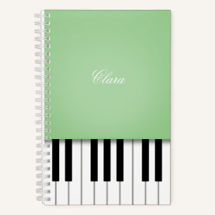 Pale Green Piano Music Keyboard Personalized Notebook