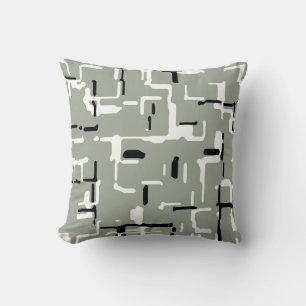 Pale Green Pink Black White Modern Throw Pillow