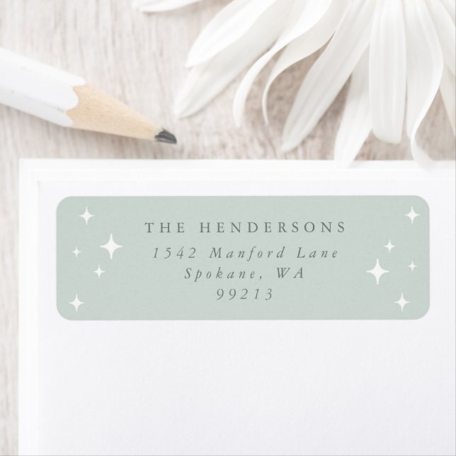 Pale Green Retro Stars Adresse de retour (En situation)