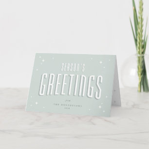 Pale Green Retro Stars Season's Greetings Photo Holiday Card