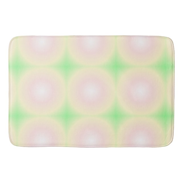 Pale Green Rose White 3D Optical Gradient Pattern Bath Mat (Front)
