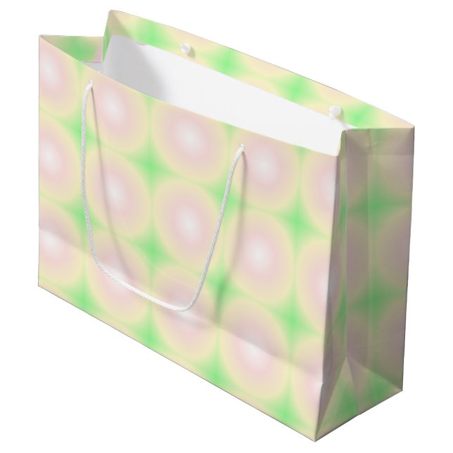 Pale Green Rose White 3D Optical Gradient Pattern Large Gift Bag (Front Angled)