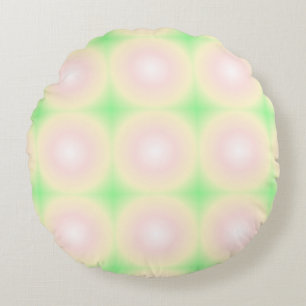 Pale Green Rose White 3D Optical Gradient Pattern Round Pillow