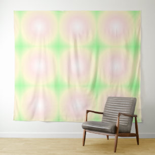 Pale Green Rose White 3D Optical Gradient Pattern Tapestry