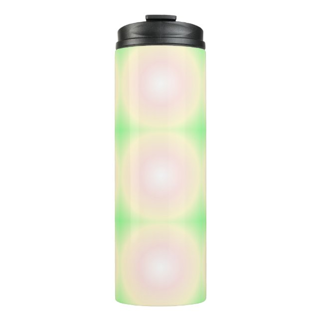 Pale Green Rose White 3D Optical Gradient Pattern Thermal Tumbler (Front)