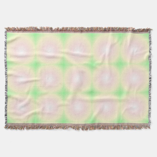 Pale Green Rose White 3D Optical Gradient Pattern Throw Blanket (Front)
