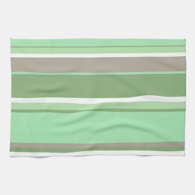 Pale green stripes kitchen towel (Horizontal)