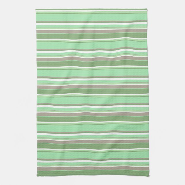 Pale green stripes kitchen towel (Vertical)