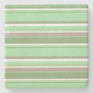 Pale green stripes stone coaster