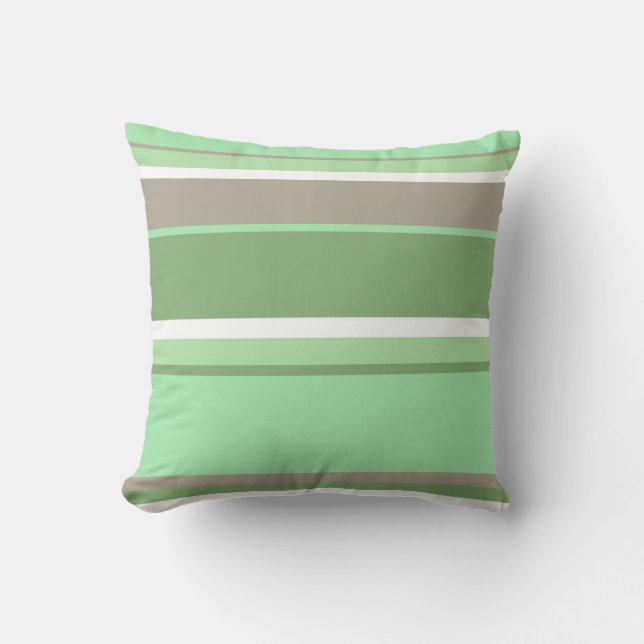 Pale green stripes throw pillow (Front)