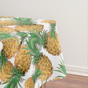 Pale Green Stylized Pineapples Pattern Tablecloth