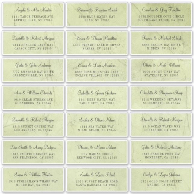 Pale Green Tea Individual Address Labels (Front)