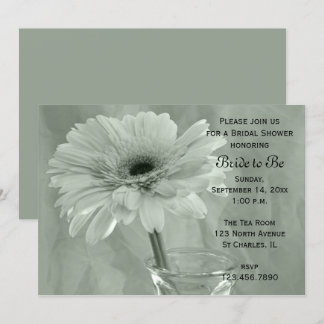 Pale Green Tinted Daisy Bridal Shower Invitation