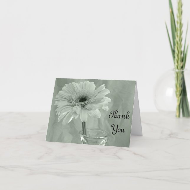 Pale Green Tinted Daisy Thank You Card (Front)