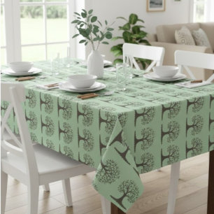 🌳 Pale Green Tree of Life Tablecloth