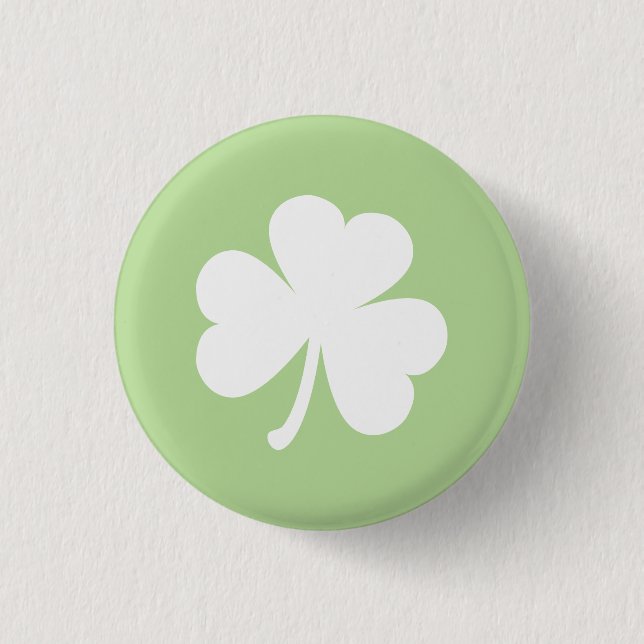 Pale Green w/ Irish Shamrock 1 Inch Round Button (Front)
