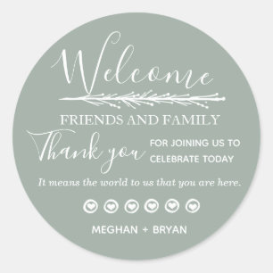 Pale Green Wedding Thank You Friends & Family Classic Round Sticker