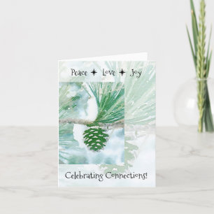 Pale Green Winter Pine Cone Holiday Card