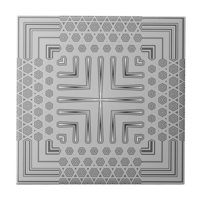 Pale Grey Contemporary Art Deco Tile (Front)