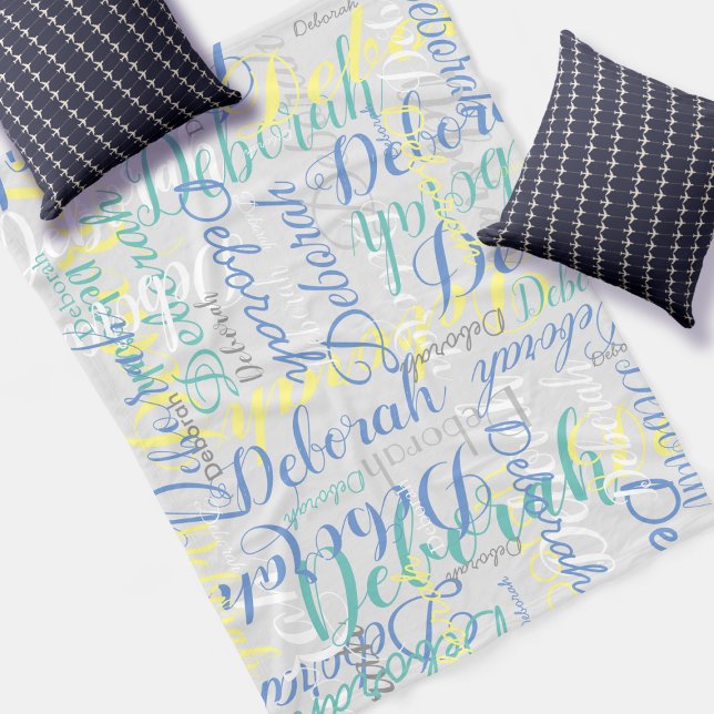 Pale Grey Fleece-Blanket with Repeated Name Fleece Blanket (Creator Uploaded)