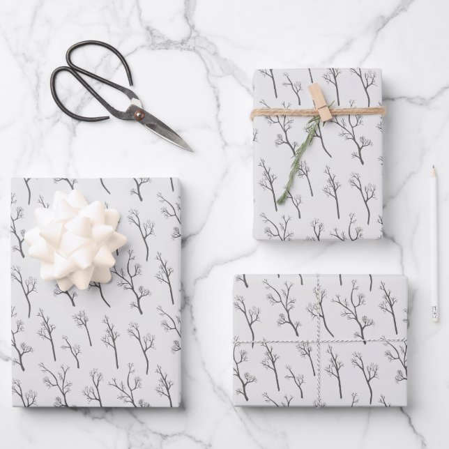 Pale Grey Forest Wrapping Paper Sheet (Front)