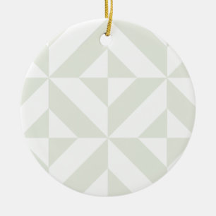 Pale Grey Geometric Deco Cube Pattern Ceramic Ornament