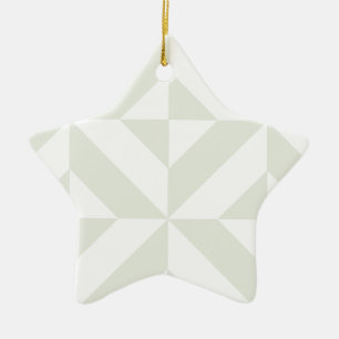 Pale Grey Geometric Deco Cube Pattern Ceramic Ornament