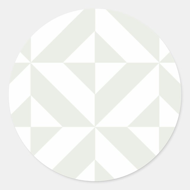 Pale Grey Geometric Deco Cube Pattern Classic Round Sticker (Front)