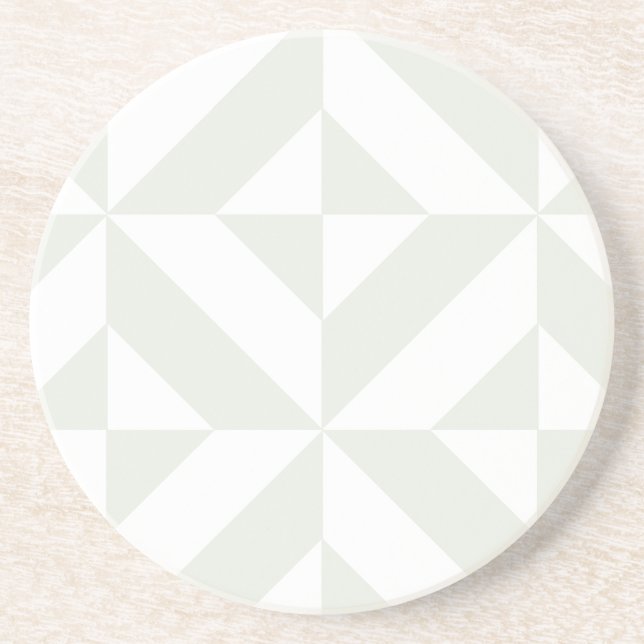 Pale Grey Geometric Deco Cube Pattern Coaster (Front)
