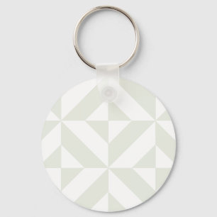 Pale Grey Geometric Deco Cube Pattern Keychain