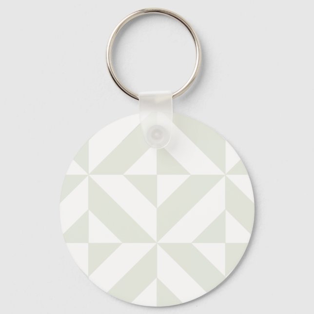 Pale Grey Geometric Deco Cube Pattern Keychain (Front)